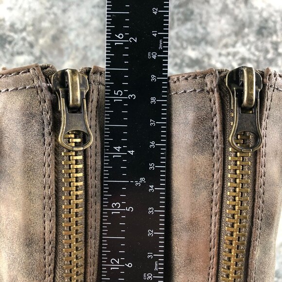 Nine West Women's Size 7M MOTOL1 Brown Faux Leather Back Zip Harness Boots *FLAW - Picture 10 of 16